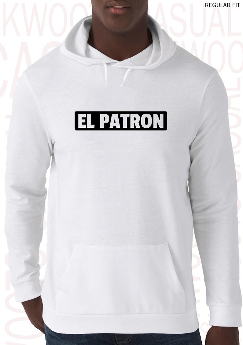 EL PATRON heren hoodie - Wit - Maat 3XL - Lange mouwen - Regular Fit - Met capuchon en steekzakken - Leuke hoodies | truien | sweaters - Kwoots - Cartel De Medellin - Pablo Escobar - Colombia - Kartel -Drugsbaron